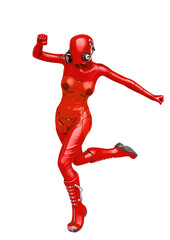 cyber soldier female running side view