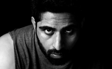  Expressive portrait of a man with a beard