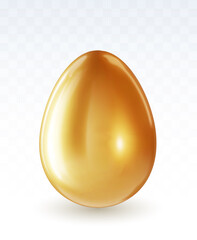 Golden egg isolated on transparent background for Easter day