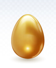 Golden egg isolated on transparent background for Easter day