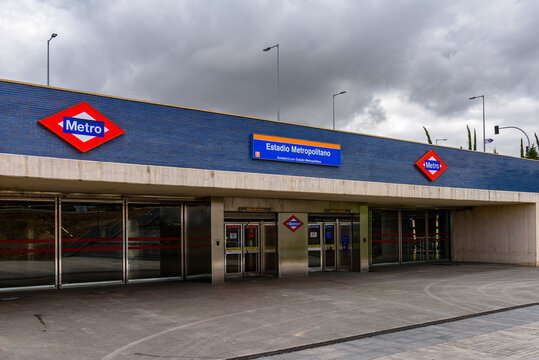 MADRID, SPAIN - APR 12, 2018: Estadio Metropolitano Metro Station,