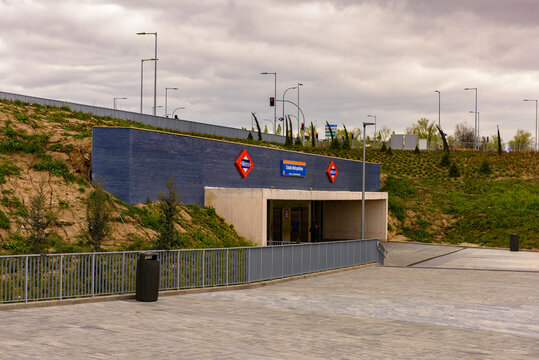 MADRID, SPAIN - APR 12, 2018: Estadio Metropolitano Metro Station,