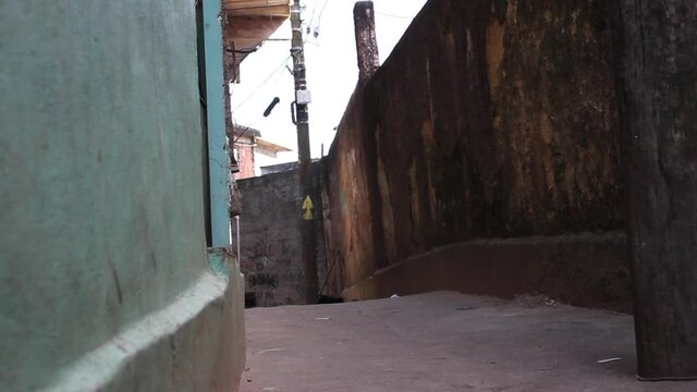 alley of a street in the cantagalo favela in Rio de Janeiro, Brazil.