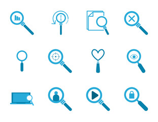 searching lupes flat style icon set vector design