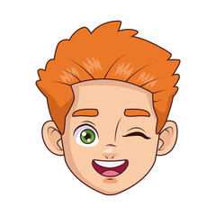 happy young boy head avatar character