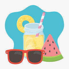 summer travel and vacation slice watermelon sunglasses and juice