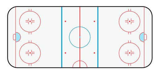 ice hockey rink vector illustration top view
