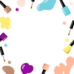 Frame with accessories for manicure. Vector illustration.