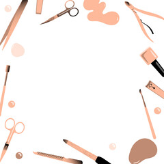 Frame with accessories for manicure. Vector illustration.