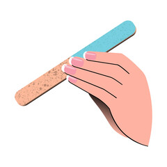 Hand showing manicure and nail care. Vector illustration.