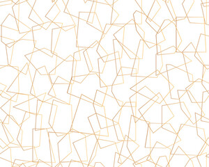 Gold abstract seamless pattern. Limitless background, stylish golden line geometric shapes. Boundless decor. Template design ornament for paper wrap, fabric print, wallpaper decor. Vector illustration