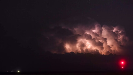 a spectacular thunderstorm with lightning