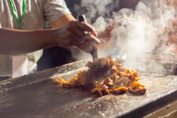 cooking squid on the grill