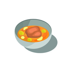 Massaman curry served in bowl isolated on white background. traditional Thai food concept.vector illustration.