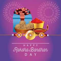 happy raksha bandhan celebration with set icons