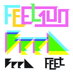 the 80's style typography treatment of the word feel