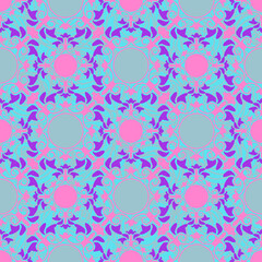 Colorful vibrant graphic pattern of floral elements