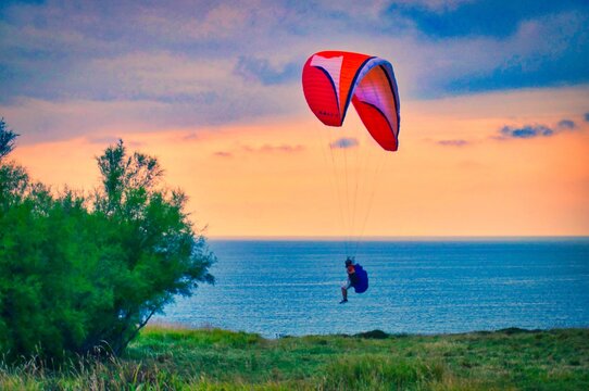 paragliding over the sea