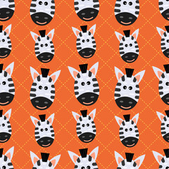 cute zebra animal head seamless pattern vector illustration 