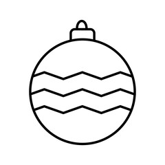 Obraz premium Christmas Ball Line Icon Vector Illustration Isolated on White Background.