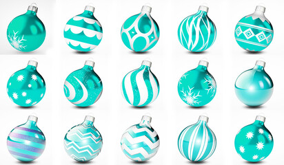 3D Christmas ornament set - 3D rendering