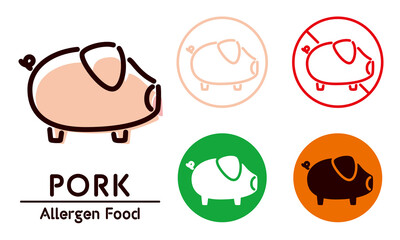 Pork icon / food allergy, allergen