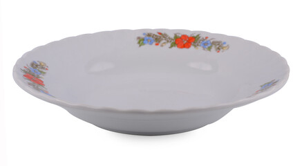 white plate on white background.