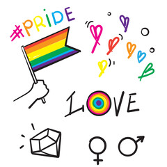 hand drawn doodle pride illustration symbol for lgbt, gay and lesbian vector