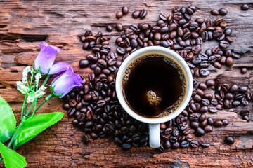 Coffee cup with coffee beans