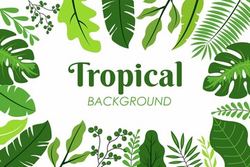 Tropical leaves background Vector