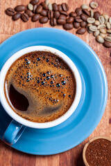 cup of coffee with beans