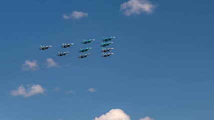 Combat aircraft of the armed forces of the Russian Federation at the victory day parade on may 9