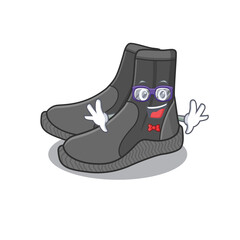 A caricature drawing of nerd dive booties wearing weird glasses