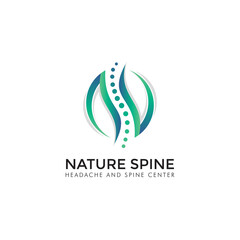 nature spine logo, abstrack leaf and backbone vector