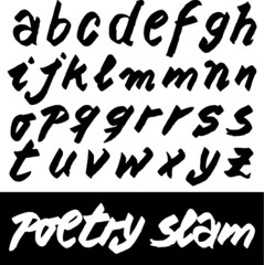 Artistic handwriting calligraphic lower case letters alphabet.