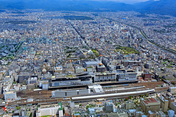Obraz premium 京都駅・空撮