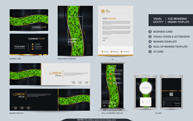 Luxury yellow colorful stationery mock up and visual brand identity set.