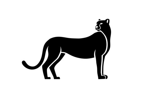 silhouette of cheetah character, leopard vector illustration