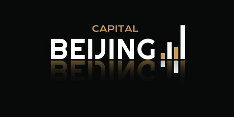 Custom Handmade Beijing City Finance Vector Logo for marketing, tourism, travel, and events promotion in white and gold font on black background.