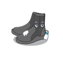 Mascot design style of dive booties with waiting gesture