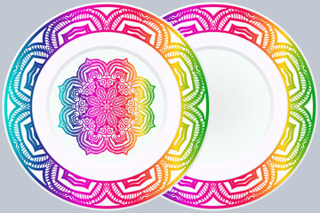 Set of two Decorative Ornament With Mandala and round frame. Home Decor Background. Illustration. For Coloring Book, Greeting Card, Invitation, Tattoo. Anti-Stress Therapy Pattern. Vector