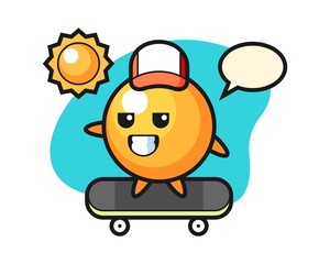 Ping pong ball cartoon ride a skateboard