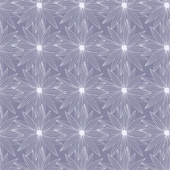 Hand drawn line art bud daisy seamless pattern. Modern floral wallpaper.
