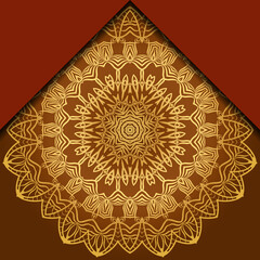 Mandala ornament concept flyer. Ethnic design, on festive and background. Vector background. Card or invitation. Islam, arabic, indian, ottoman motifs. Summer color.