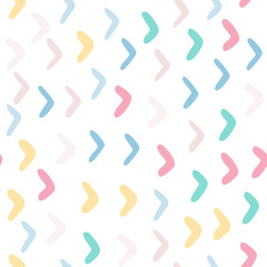 Doodle check marks seamless pattern isolated on white background. Hand drawn linear shape endless wallpaper. Funny decorative backdrop for fabric design