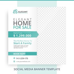 Editable Home House For Sale Real Estate Banner Mockup Template Promotions