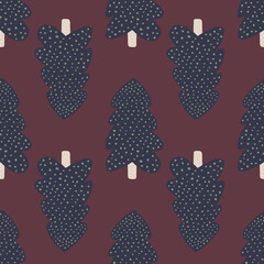 Creative winter pine tree seamless pattern on red background. Christmas holiday forest wallpaper.