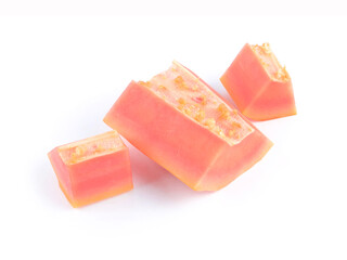 sliced of ripe papaya isolated on white background