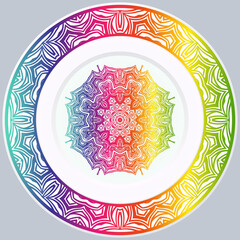 decorative plates for interior design. Empty dish, porcelain plate mock up design. Vector illustration.