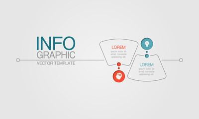 Vector infographic template with 2 steps or options. Data presentation, business concept design for web, brochure, diagram.